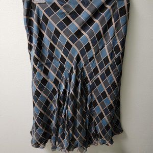Size 8 Petite Silk Skirt- Colored Blue, Black and Gold